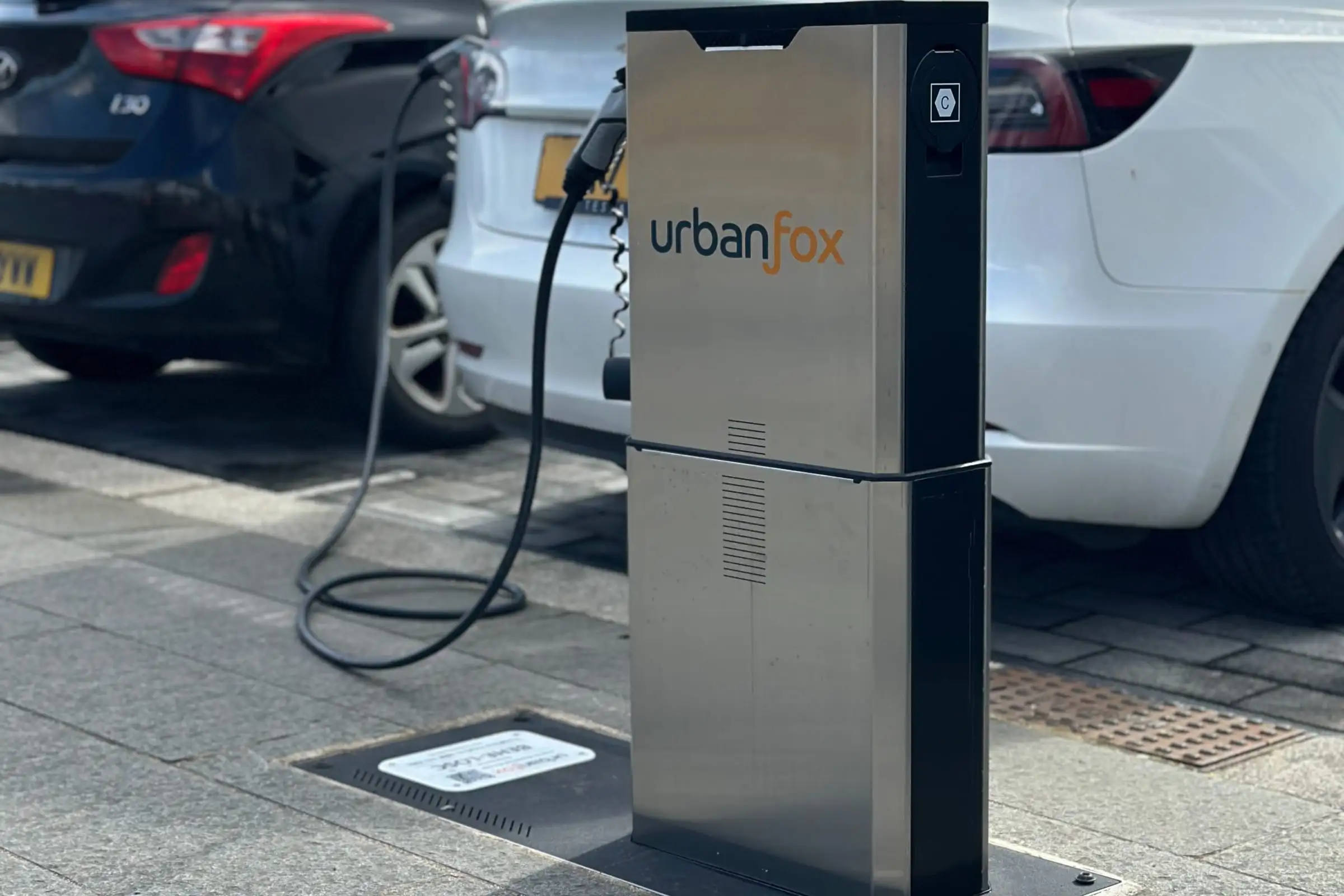 An Urban Fox chargepoint charging an electric car